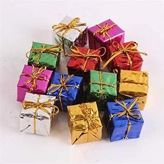 12 Adet Yılbaşı Ağacı Süsü Küçük Hediye Kutuları Asılı Süslemeler Mini Noel Folyo Kutuları El Yapımı Hediye Kutuları Noel Ağacı Süslemeleri Çeşitli Renkli ürün görseli 1