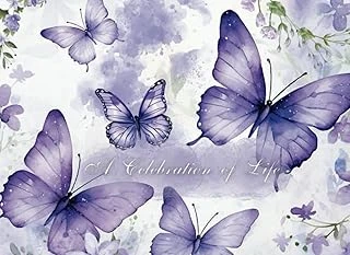 Independently Published Celebration Of Life Guest Book: Purple Butterflies Condolence Book Sign In Book For Guests Funeral And Memorial Service Guest Book For & Friends Keepsake Guest Book To ürün görseli 1