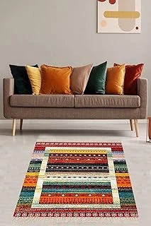 On The Clouds Kilim Desenli Renk Geçişli Yıkanabilir Kaymaz Taban Tutmaz Etnik Salon Halısı Yolluk Bfoetn1, 80 X 50 ürün görseli 1