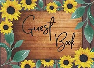 Guest Book: Rustic Chic Sunflowers Wood Cover Album Sign In For Wedding, Graduate, Party And Birthday ürün görseli 1