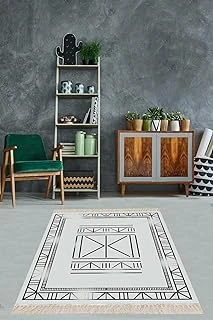 Pelangi Osmanlı Motifler Desenli Etnik Dijital Baskı Yıkanabilir Kaymaz Taban Salon Halı Yolluk (Gri), Gri-Siyah 100 X 250, 425490210025005 ürün görseli 1