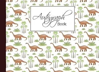 Autograph Book: Dinosaur Era Cover | Memory Book, Signature Celebrity Memorabilia Album Gift, Size 8.25" X 6" ürün görseli 1