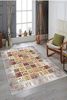 Pelangi Gri Zemin Patcwork Kırkyama Desen Yıkanabilir Kaymaz Taban Tutmaz Salon Halısı Yolluk, Gri-Somon 100 X 150, 7457115610015005 ürün görseli 1