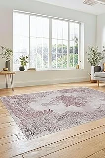 Sade Klasik Desenli Dijital Kaymaz Taban Yıkanabilir Yolluk Mutfak Salon Halısı Klasi̇k-22, Pembe, 100 X 150 ürün görseli 1