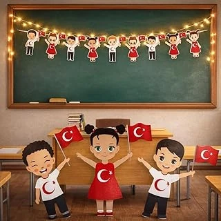 23 Nisan Süsleri 23 Nisan Hediyeleri Çocuklu Dekoratif Banner Süsleme 3 Metre Led 165 Cm ürün görseli 1