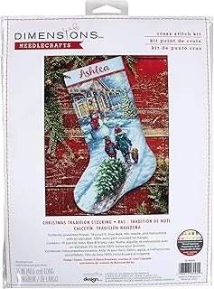 Dimensions 70-08995 Tatil Geleneği Kendin Yap Kişiselleştirilebilir Noel Kanaviçe Çorap Seti, 40 Cm L, 14 Adet Aida, Çeşitli ürün görseli 1