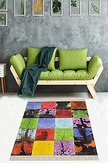 Pelangi Dana Derisi Renk Bloklu Desenli Dijital Baskı Yıkanabilir Kaymaz Taban Salon Halı, Çok Renkli 60 X 200 ürün görseli 1