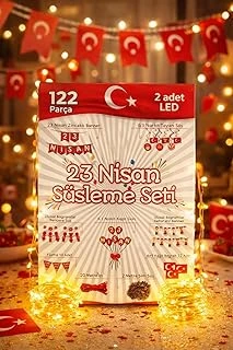 122 Parça 23 Nisan Dekoratif Süsü Flama Okul Süsü, Atatürklü Balon, Türk Bayrağı Pano Süsleri 2026 ürün görseli 1