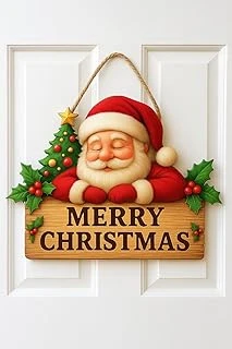 Noel Babalı Ahşap Kapı Yılbaşı Kapı Yılbaşı Süsü, Noel Kapı Süsü (30-20 Cm) ürün görseli 1
