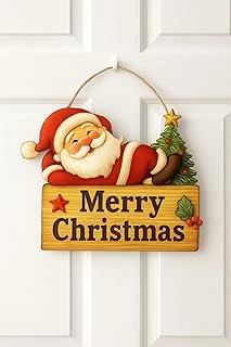 Keyifli Noel Baba Yılbaşı Ahşap Kapı Süsü Noel Kapı Süsü, Yılbaşı Süsü Yılbaşı Temalı Hediyeler (25-20 Cm) ürün görseli 1