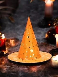Yildiz Desenli̇ Turuncu Cadi Şapkasi Halloween Cadilar Bayrami ürün görseli 1