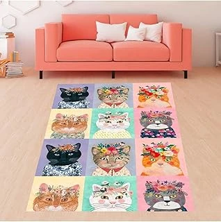 Pelangi Kedili Halı Desenli Dijital Baskı Yıkanabilir Kaymaz Taban Salon Halısı Yolluk, Pembe-Renkli 120 X 160 ürün görseli 1