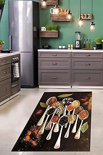 Pelangi Baharat Desenli Defne Yaprak Dijital Baskılı Kaymaz Taban Yıkanabilir Tutmaz Mutfak Halısı, Kahverengi 80 X 600 ürün görseli 1