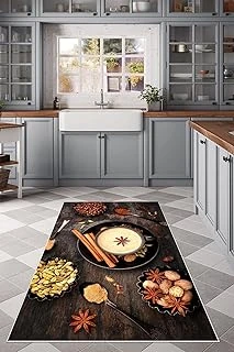 Pelangi Salep Baharatlar Desenli Yıkanabilir Kaymaz Taban Tutmaz Mutfak Halısı, Kahverengi 120 X 200 ürün görseli 1