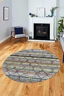 Kilim Desen Özel Tasarım Kaymaz Taban Yıkanabilir Yuvarlak Mutfak Salon Halısı Y-Modern-85, Çok Renkli, 100 X 100 ürün görseli 1
