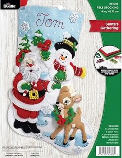 Bucilla Keçe Aplike Noel Çorabı, Noel Baba'Nın Buluşması, 45,72 Cm, Kumaş ürün görseli 1