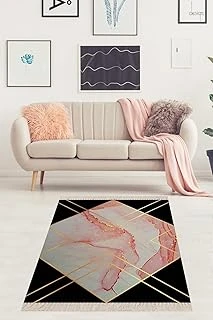 Pelangi Geometrik Mermer Desenli Gold Dijital Baskı Yıkanabilir Kaymaz Taban Tutmaz Salon Halısı, Siyah-Pembe-Gold 80 X 300 ürün görseli 1