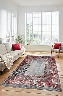 Dijital Kaymaz Taban Yıkanabilir Renkli Klasik Desen Yolluk Salon Halısı Klasi̇k-08, Bordo, 80 X 150 ürün görseli 1
