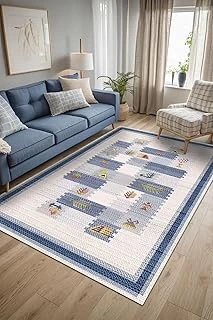 Nera Kilim Desen Şönil Kaymaz Doğal Pamuk Tabanlı Yıkanabilir Antibakteriyel Çevre Dostu Salon Halısı 100X150 ürün görseli 1