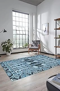 Şık Tasarım Etnik Desen Kaymaz Taban Yıkanabilir Yolluk Mutfak Salon Koridor Halısı Etni̇k-20, Mavi, 160 X 230 ürün görseli 1