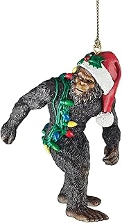 Toscano Bigfoot, Noel Yeti Sabta'Nın Şapkalı Komik Noel Ağacı Dekorasyonu, Poliresin, Tam Renkli, 7,5 Cm ürün görseli 1