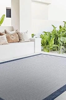Fresco Ekru Lacivert Iskandinav Yıkanabilir Bordürlü Halı Kilim Balkon Teras Koridor Halısı 23745A, 50 X 80 ürün görseli 1