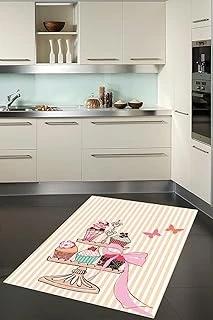 Pelangi Cupcake Tatlı Desenli Dijital Baskılı Kaymaz Taban Yıkanabilir Tutmaz Mutfak Halısı, Sarı 80 X 500 ürün görseli 1