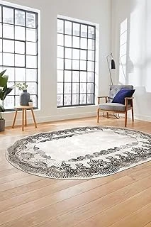 Baskılı Kaymaz Yıkanabilir Renkli Klasik Desen Oval Yolluk Salon Halısı O-Klasi̇k-08, Vizon, 40 X 60 ürün görseli 1