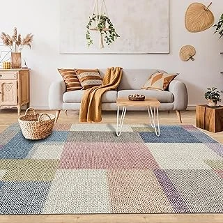 Latte Dizayn Anika Desenli Kadife Pamuk Tabanlı Yıkanabilen Kaydırmaz Antibakteriyel Salon Halısı (200X250) ürün görseli 1