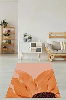 Pelangi Minimalist Çiçek Desen Kaymaz Taban Tutmaz Salon Halısı, Turuncu 100 X 400, 764707210040005 ürün görseli 1