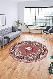 Şık Etnik Desenli Dijital Kaymaz Taban Yıkanabilir Yuvarlak Mutfak Salon Halısı Y-Etni̇k-10, Pembe, 180 X 180 ürün görseli 1
