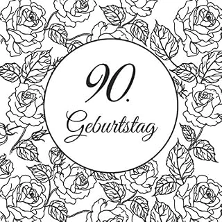 90. Geburtstag: Gästebuch Zum Ausfüllen - 90 Jahre Geschenkidee Album Zum Eintragen Von Glückwünschen - Tolles Geschenk Als Erinnerung; Motiv: Schwarz Weiß Rosen Blumen Floral ürün görseli 1