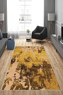 Pelangi Sarı Renkli Kum Desenli Yıkanabilir Kaymaz Taban Tutmaz Salon Halısı Yolluk, Sarı-Taba 160 X 300, 135818716030005 ürün görseli 1