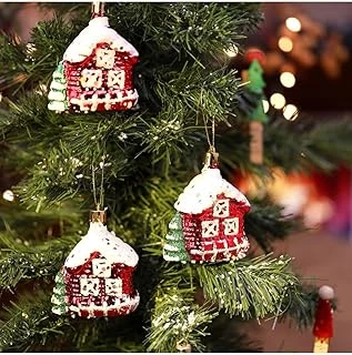 Yenigeldi 3 Adet 8.5 Cm Yılbaşı Dağ Evi Dilek Ev Çam Ağacı Süsü Parti Yılbaşı Süslemeleri,Kırmızı 3492023275638 ürün görseli 1