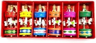 Senon 6'Lı Mini Atlı Karınca Noel Ağaç Süsü Renkli Ahşap Geleneksel Tasarım Çocuk Odası Yılbaşı Süslemesi İçin Dekoratif Hediyelik (6 Renk Karışık) ürün görseli 1