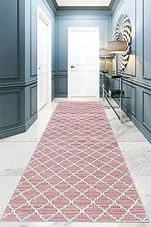 Pelangi Geometrik Karo Desenli Dijital Baskı Yıkanabilir Kaymaz Taban Etnik Kilim Desen Salon Halı, Pembe 80 X 400, 9555602804007 ürün görseli 1