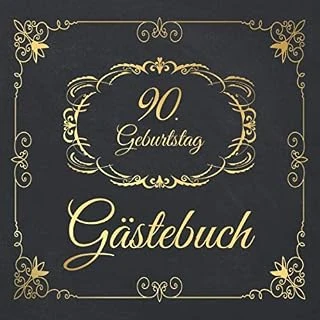 90. Geburtstag Gästebuch: 90 Jahre Edel Nostalgisch Album Buch - Geschenkidee Zum Eintragen Und Zum Ausfüllen Von Glückwünschen Für Das ... Motiv: Schwarz Gold Ornamente ürün görseli 1