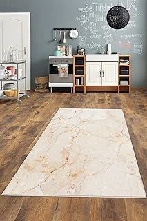 Pelangi Vizon Mermer Desenli Gold Yıkanabilir Kaymaz Taban Tutmaz Salon Halısı Yolluk, Vizon 160 X 250, 1358235160250728 ürün görseli 1