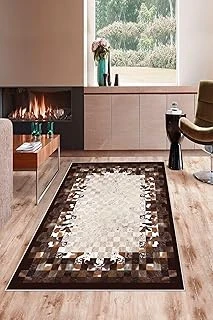 Pelangi Kahverengi Kıryama Deri Desenli Yıkanabilir Kaymaz Taban Tutmaz Salon Halısı Yolluk, Kahve-Bej 160 X 240, 135830816024005 ürün görseli 1