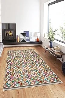 Pelangi Çok Renkli Geometrik Desen Yıkanabilir Kaymaz Taban Tutmaz Salon Halısı Yolluk, Çok Renkli 100 X 600, 135813110060005 ürün görseli 1