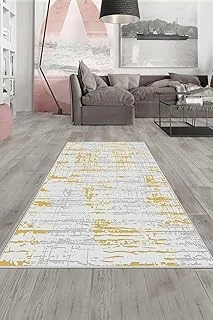 Pelangi Hardal Eskitme Desen Yıkanabilir Kaymaz Taban Tutmaz Salon Halısı Yolluk, Hardal 80 X 600, 135814980600728 ürün görseli 1