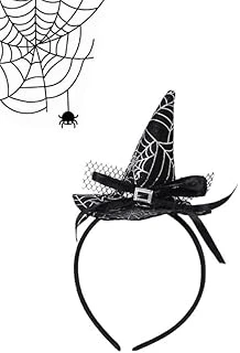 Halloween Şapkali Cadi Taç Si̇yah Beyaz Örümcek Desen ürün görseli 1