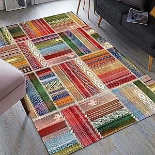 Latte Dizayn Bitsy Desenli Kadife Pamuk Tabanlı Yıkanabilen Kaydırmaz Antibakteriyel Salon Halısı 80X150 ürün görseli 1