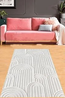 Pelangi Soyut İskandinav Desenli Yıkanabilir Kaymaz Taban Tutmaz Salon Halısı Yolluk, Gri 100 X 400 ürün görseli 1