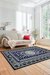 Şık Klasik Desen Dijital Kaymaz Taban Yıkanabilir Yolluk Mutfak Salon Halısı Klasi̇k-14, Mavi, 100 X 250 ürün görseli 1