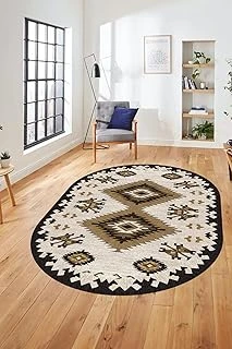 Dijital Kaymaz Taban Yıkanabilir Etnik Desenli Oval Yolluk Mutfak Salon Halısı O-Etni̇k-02, Kahverengi, 100 X 300 ürün görseli 1