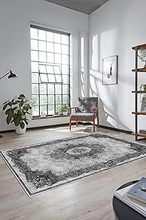 Çiçekli Klasik Motifli Dijital Kaymaz Taban Yıkanabilir Yolluk Mutfak Salon Halısı Klasi̇k-29, Gri, 80 X 150 ürün görseli 1