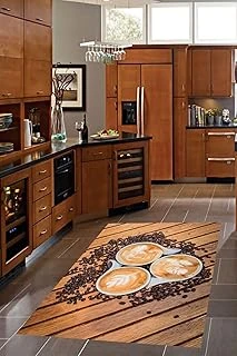 Pelangi Fincan Coffe Dijital Baskı Yıkanabilir Kaymaz Taban Tutmaz Mutfak Halısı, Kahverengi 120 X 200 ürün görseli 1