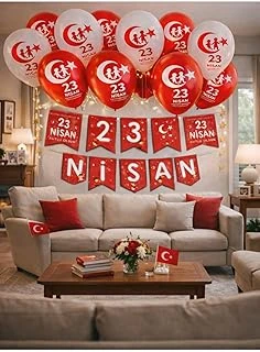 23 Nisan Dekoratif Süsü Flama Okul Süsü, Atatürklü Balon, Türk Bayrağı Pano Süsleri “3 Metre Led”, ürün görseli 1