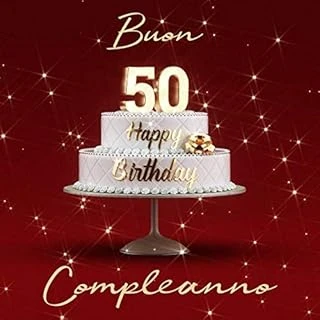 Buon Compleanno: 50 Anni - Libro Degli Ospiti Con 110 Pagine - Edizione Rossa ürün görseli 1